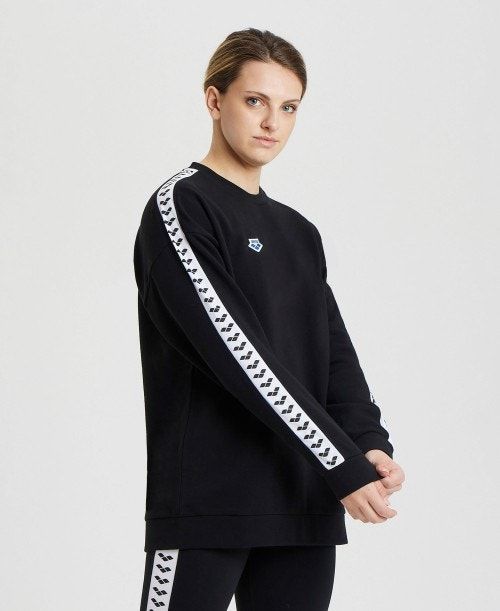 Black / White / Black Arena Oversized Team Sweatshirt | WMSPXLH-38