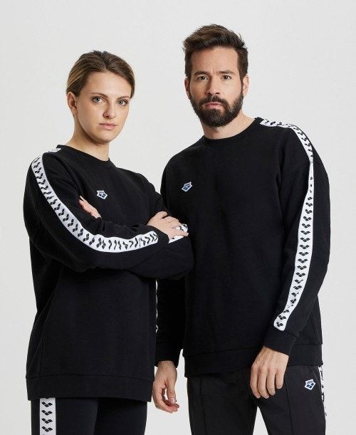 Black / White / Black Arena Oversized Team Sweatshirt | WMSPXLH-38