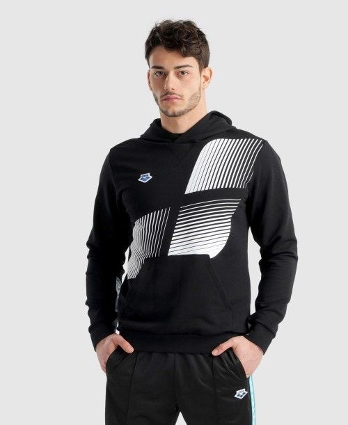 Black / White / Blue Arena Diamonds Solid Hoodie | BXJWEPV-43