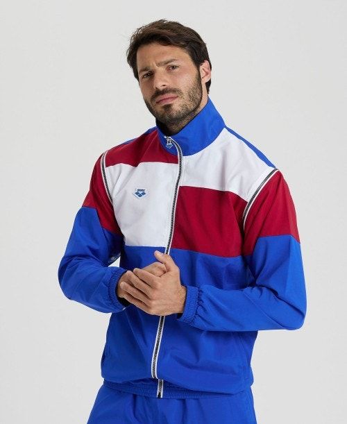 Blue / Burgundy / White Arena Icons Convertible Jacket | BKOFPAW-54