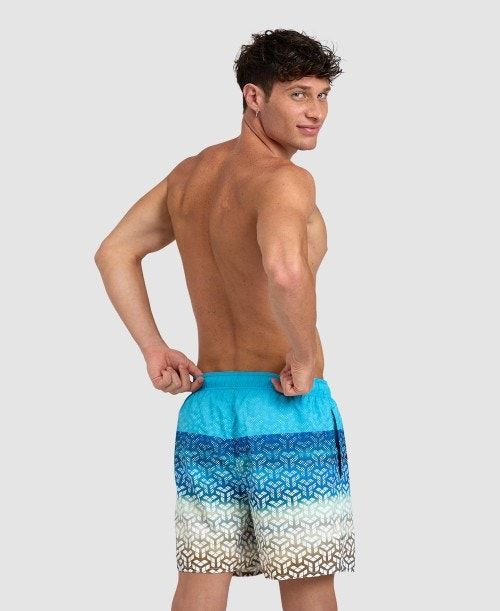 Brown / Turquoise Arena Placed Beach Boxer | ZVFCWTL-25