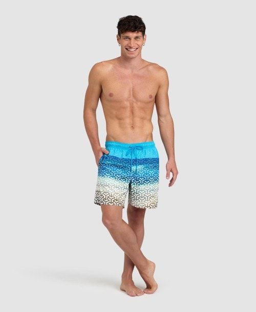 Brown / Turquoise Arena Placed Beach Boxer | ZVFCWTL-25