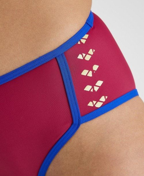 Burgundy / Blue Arena Icons Logo Bikini | QBUIDRO-04