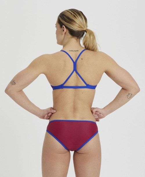 Burgundy / Blue Arena Icons Logo Triangle Top Bikini | GTHCMOB-50