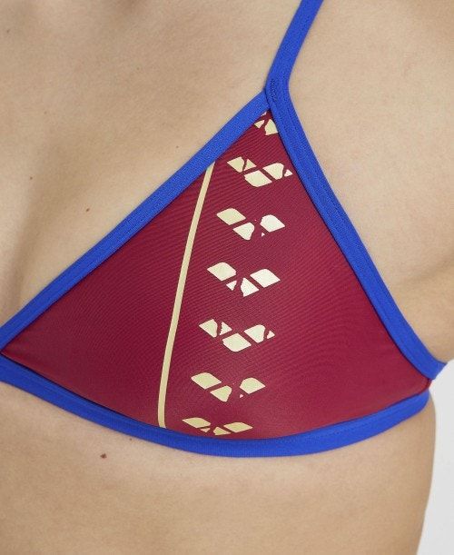 Burgundy / Blue Arena Icons Logo Triangle Top Bikini | GTHCMOB-50