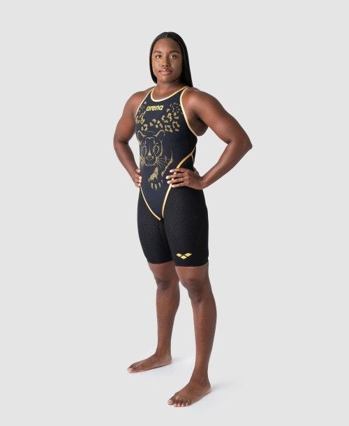 Dark Grey Arena Powerskin Carbon Glide Limited Edition Simone Manuel Closed Back | HSPJRXW-04