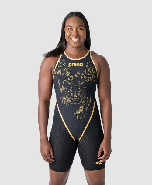 Dark Grey Arena Powerskin Carbon Glide Limited Edition Simone Manuel Closed Back | HSPJRXW-04