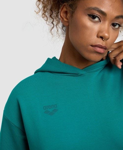 Green Arena Hooded Fleece Sweatshirt | QJWPSUD-39