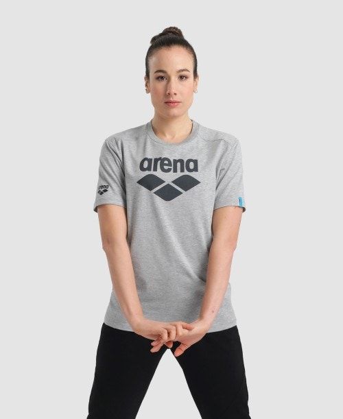 Grey Arena Logo Cotton T-shirt | EADQHGR-21