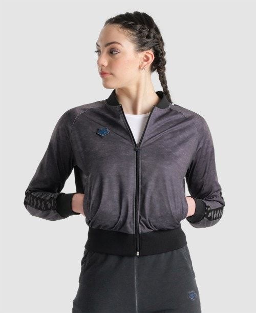 Grey / Black Arena Icons Relax Jacket | KPBYXUC-69