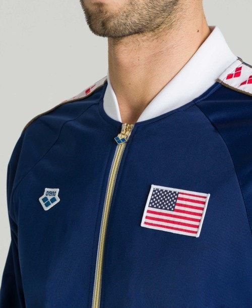 Navy Arena Relax Iv Nations Team Jacket | RAECDFU-84