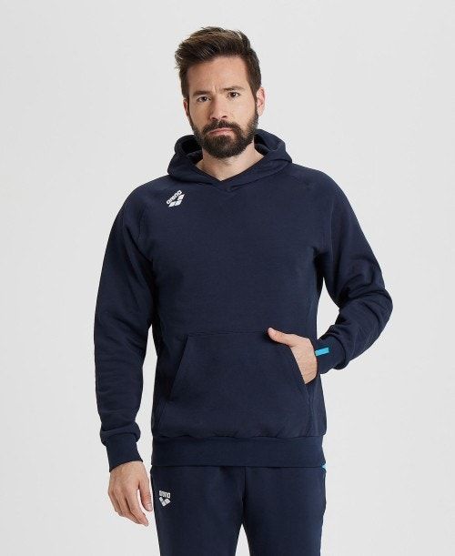 Navy Arena Team Hooded Sweatshirt Panel | GOSMABQ-87