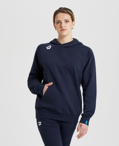 Navy Arena Team Hooded Sweatshirt Panel | GOSMABQ-87