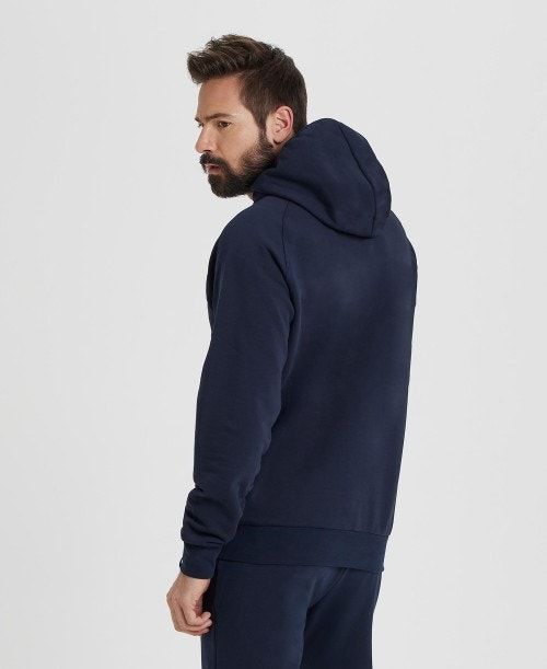 Navy Arena Team Hooded Sweatshirt Panel | GOSMABQ-87