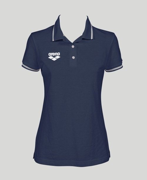 Navy Arena Team Line Short Sleeve Polo | XBPTJSW-08