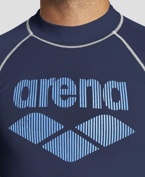 Navy Arena T-shirt Rash Guard | MXPGZLY-48