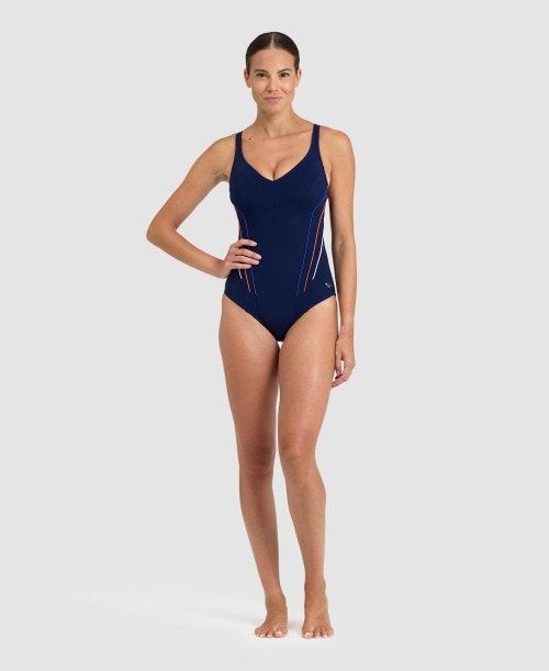 Navy / Light Blue Arena Marina Eye Back One Piece | AKDJPGX-75