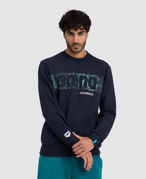 Navy / Navy Arena Logo Crewneck | XSPGLJU-73