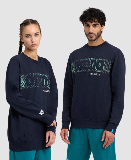 Navy / Navy Arena Logo Crewneck | XSPGLJU-73