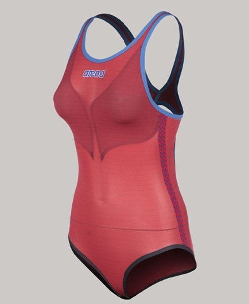 Navy / Red / White Arena Powerskin Carbon Duo Top - Open Back | GELMNFI-01