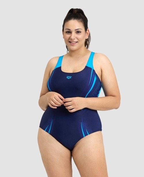 Navy / Turquoise Arena Spikes Pro Back Plus One Piece | CWAOXDV-12