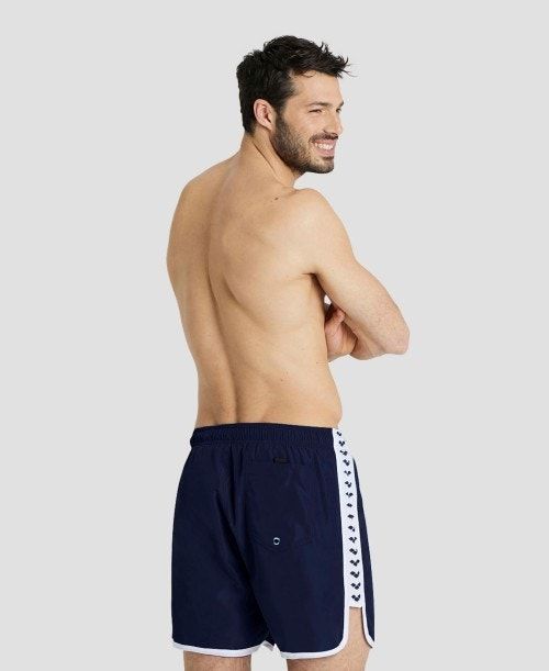 Navy / White Arena Icons Team Stripe Boxer | QKCODZM-96