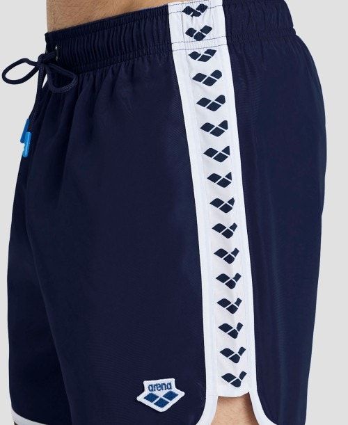 Navy / White Arena Icons Team Stripe Boxer | QKCODZM-96