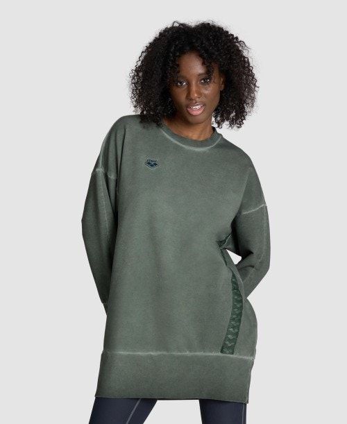 Olive Arena Icons Oversized Crewneck | FMAXBHD-97