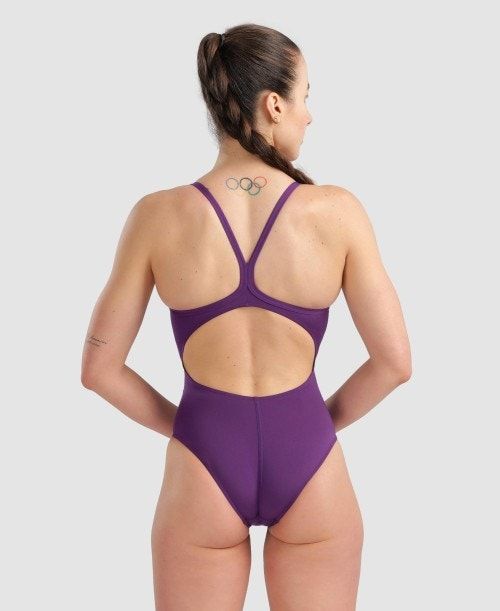 Purple / White Arena Team Light Drop Back One Piece | LPXFDRN-62