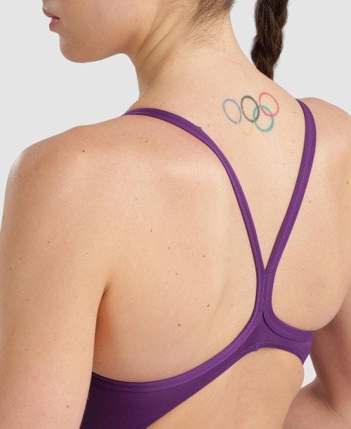 Purple / White Arena Team Light Drop Back One Piece | LPXFDRN-62