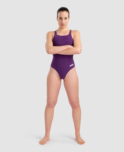 Purple / White Arena Team Swim Pro Solid One Piece | XZELRQW-48