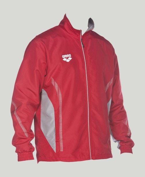 Red / Grey Arena Team Line Warm-up Jacket | RQVYEXZ-81