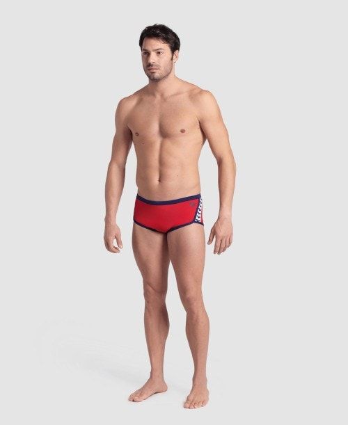 Red / Navy Arena Icons Solid Low Waist Short | IDAQFXV-19