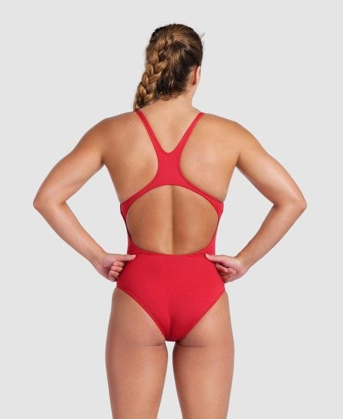 Red / White Arena Team Swim Pro Solid One Piece | UZFLRQI-13