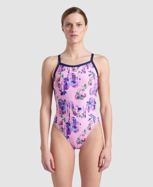 Rose Arena Rose Textures Xcross Back One Piece | YRBTXKH-95