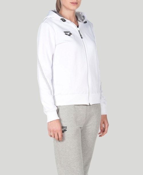 White Arena Team Line Hooded Jacket | CPTIQRL-14