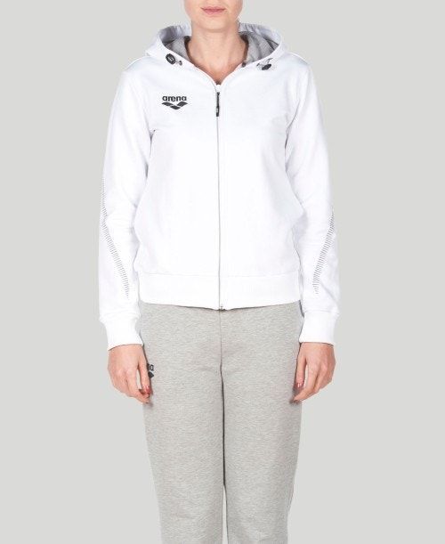 White Arena Team Line Hooded Jacket | CPTIQRL-14