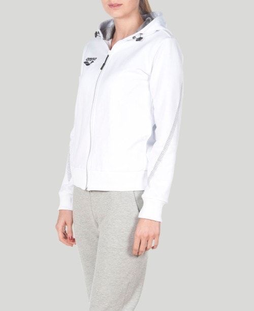 White Arena Team Line Hooded Jacket | CPTIQRL-14