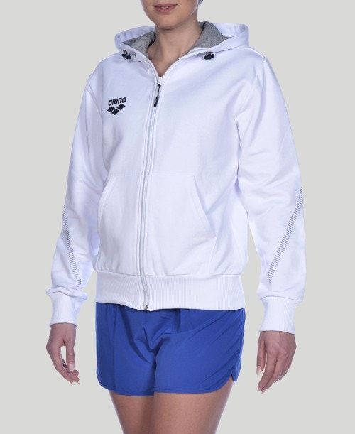 White Arena Team Line Hooded Jacket | GUPXLCD-59