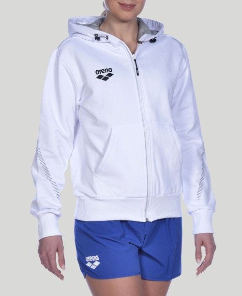 White Arena Team Line Hooded Jacket | GUPXLCD-59