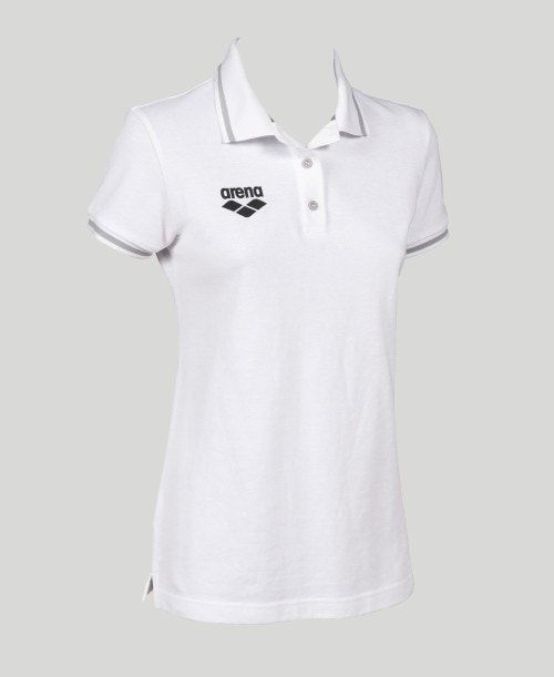 White Arena Team Line Short Sleeve Polo | XHIRKBG-68