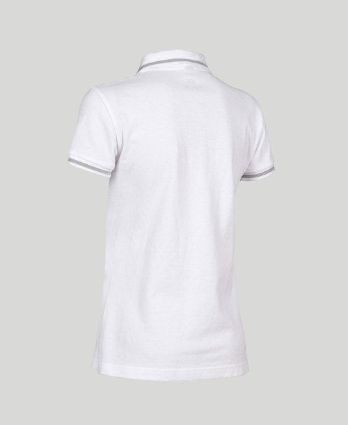 White Arena Team Line Short Sleeve Polo | XHIRKBG-68