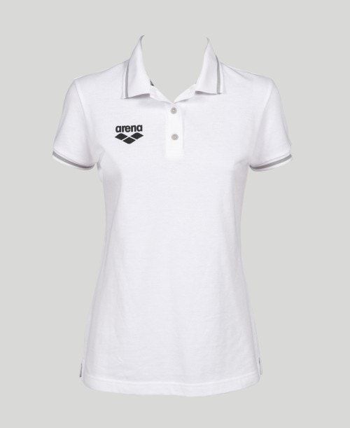 White Arena Team Line Short Sleeve Polo | XHIRKBG-68