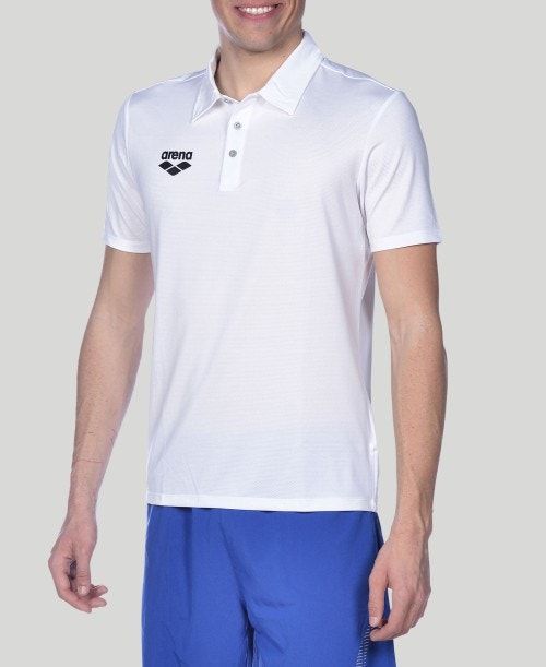 White Arena Team Line Tech Short Sleeve Polo | XKZESBU-74