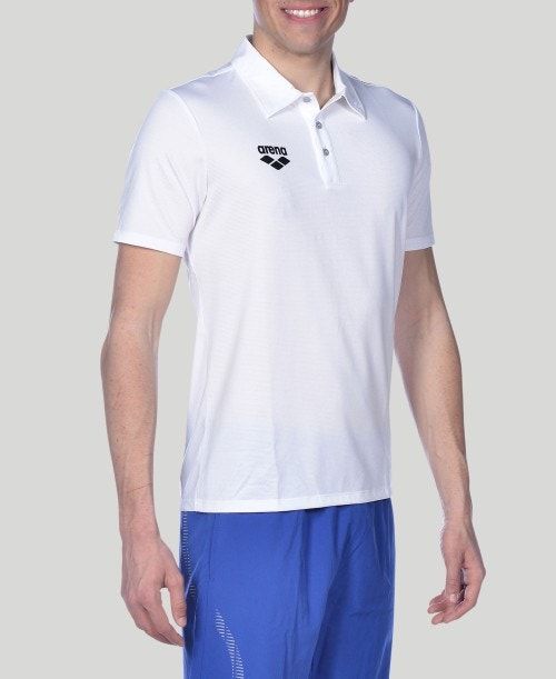 White Arena Team Line Tech Short Sleeve Polo | XKZESBU-74