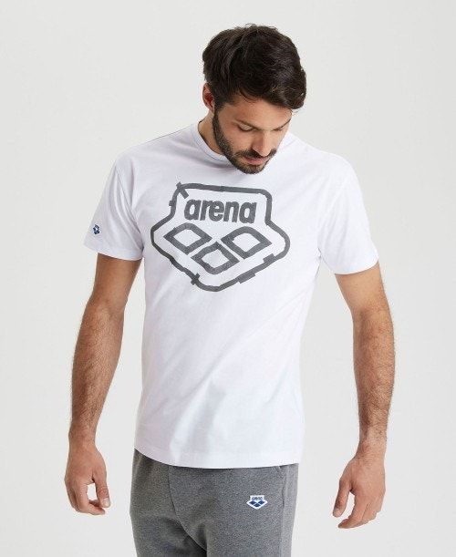 White Arena Uni T-shirt | FKDMNXO-84