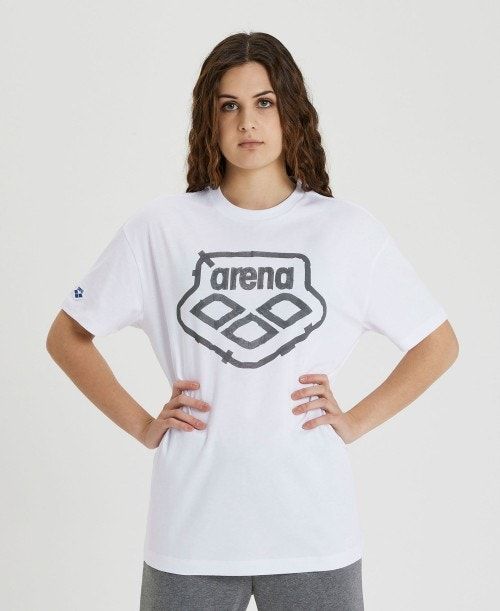 White Arena Uni T-shirt | FKDMNXO-84