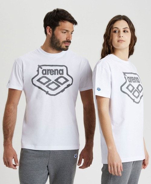 White Arena Uni T-shirt | FKDMNXO-84