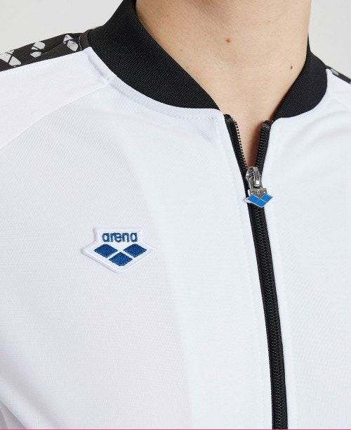 White / Black / Silver Arena Relax Iv Team Full-zip Jacket | IWPBYZN-54