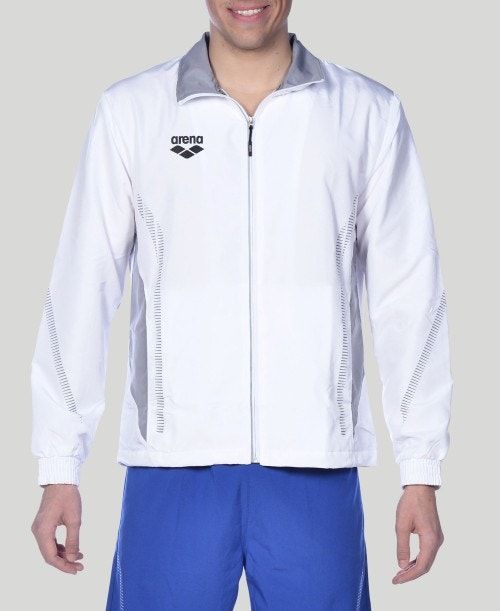 White / Grey Arena Team Line Warm-up Jacket | LBMVKQF-98